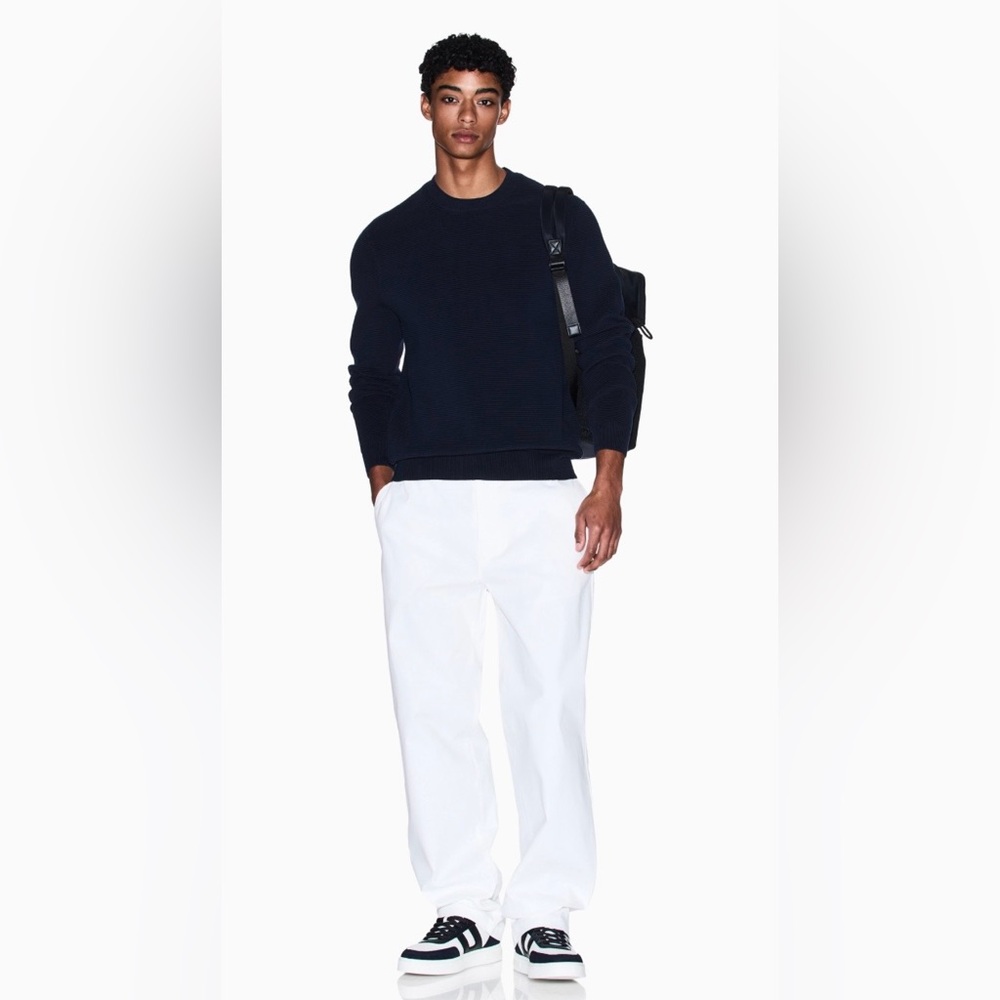 NWOT Armani Exchange Flat Front Cotton Stretch Trousers in White Men’s Size 33